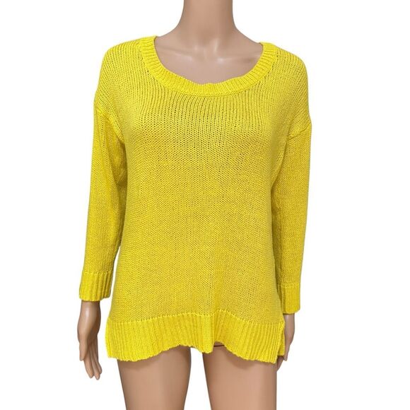 Lauren Ralph Lauren bright yellow loose knit sweater size L - Picture 1 of 6